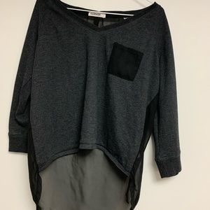 Black sheer back sweater (cropped front)